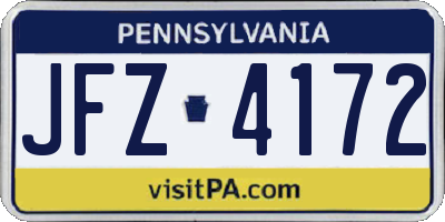 PA license plate JFZ4172