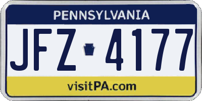 PA license plate JFZ4177