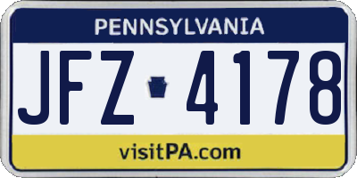 PA license plate JFZ4178
