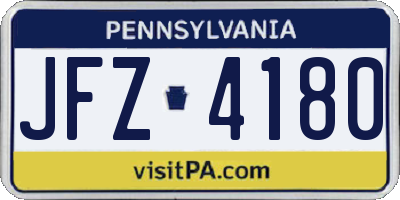 PA license plate JFZ4180