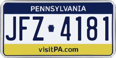 PA license plate JFZ4181