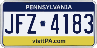PA license plate JFZ4183