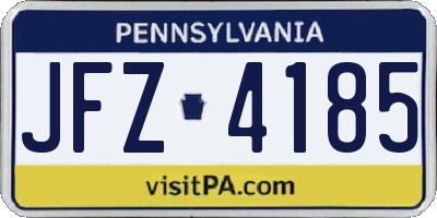 PA license plate JFZ4185