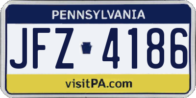 PA license plate JFZ4186