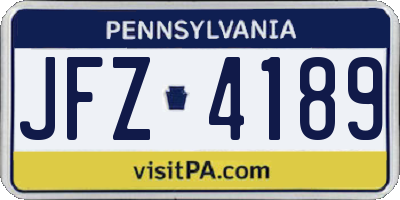 PA license plate JFZ4189
