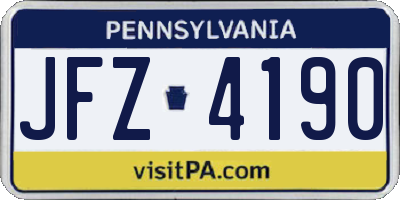 PA license plate JFZ4190