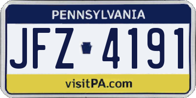 PA license plate JFZ4191