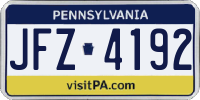 PA license plate JFZ4192