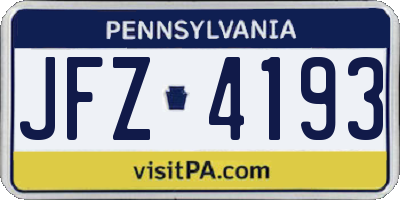 PA license plate JFZ4193