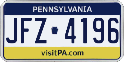 PA license plate JFZ4196