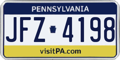 PA license plate JFZ4198