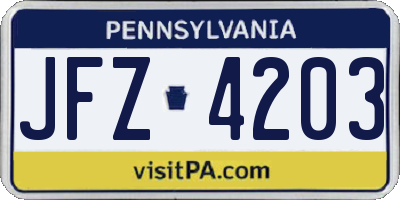 PA license plate JFZ4203