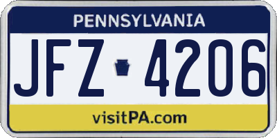 PA license plate JFZ4206