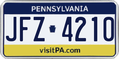 PA license plate JFZ4210