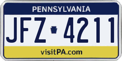 PA license plate JFZ4211