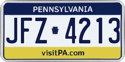 PA license plate JFZ4213