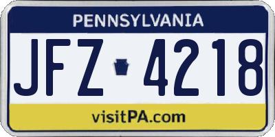 PA license plate JFZ4218