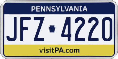 PA license plate JFZ4220