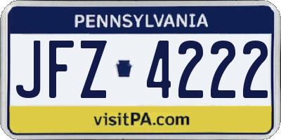 PA license plate JFZ4222