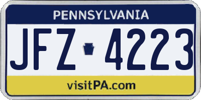PA license plate JFZ4223