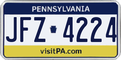 PA license plate JFZ4224