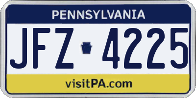 PA license plate JFZ4225