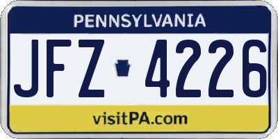 PA license plate JFZ4226