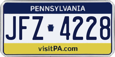 PA license plate JFZ4228