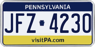 PA license plate JFZ4230