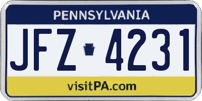 PA license plate JFZ4231