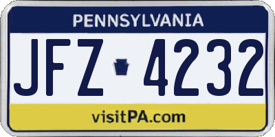 PA license plate JFZ4232