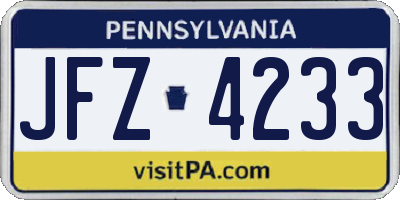 PA license plate JFZ4233