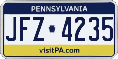 PA license plate JFZ4235