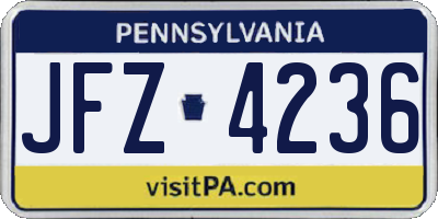 PA license plate JFZ4236