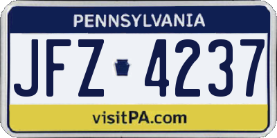 PA license plate JFZ4237
