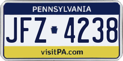 PA license plate JFZ4238