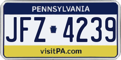 PA license plate JFZ4239