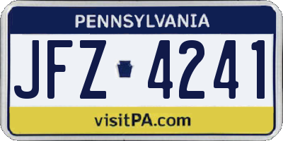 PA license plate JFZ4241