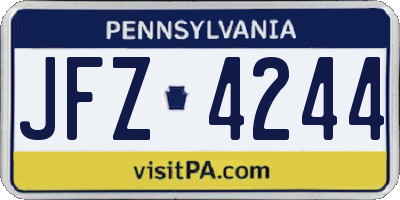 PA license plate JFZ4244
