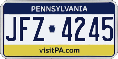 PA license plate JFZ4245