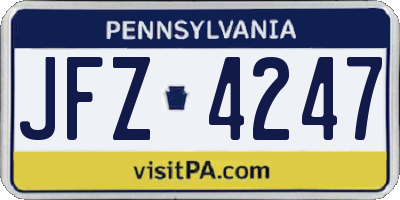 PA license plate JFZ4247