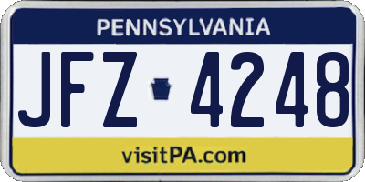 PA license plate JFZ4248