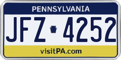 PA license plate JFZ4252