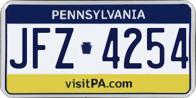 PA license plate JFZ4254