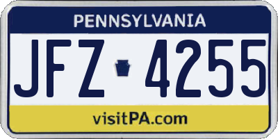PA license plate JFZ4255