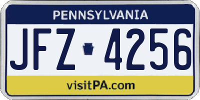 PA license plate JFZ4256