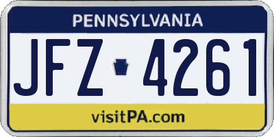 PA license plate JFZ4261