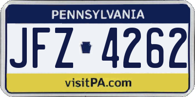 PA license plate JFZ4262