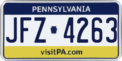 PA license plate JFZ4263