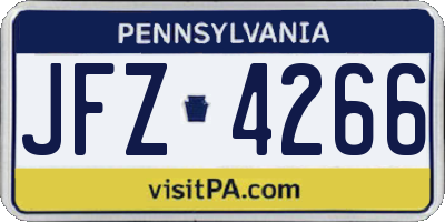 PA license plate JFZ4266